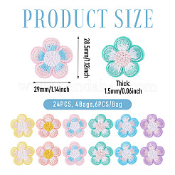 24 Stück 4 Beutel Blumen-Polyester-Stickerei-Paillettenstoff zum Aufbügeln/Aufnähen&nbsp;PATC-TA0001-50