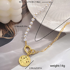 Элегантные ожерелья с подвесками из латуни и ракушечного жемчуга для женщин DM0082-2