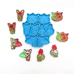 DIY хэллоуин летучая мышь и череп кулон силиконовые Молды HAWE-PW0001-002