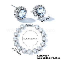 Conjunto de pendientes y pulseras de latón con circonitas cúbicas elegantes de estilo vintage&nbsp;HH8827-4