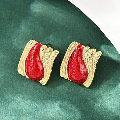 Прямоугольные серьги-гвоздики из латуни&nbsp;EJEW-S277-05G