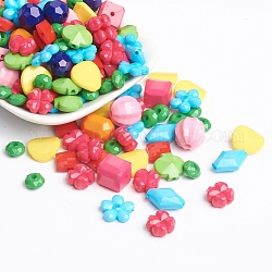 Perles acryliques, facette, formes mixtes, mixedstyle, couleur mixte, 5~26x5~19x4~16mm, Trou: 2~2.5mm