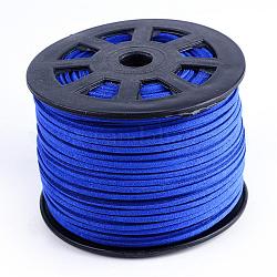 Cordons en imitation daim, dentelle de faux suède, bleu, 1/8 pouce (3 mm) x1.5 mm, environ 100yards / rouleau (91.44m / rouleau), 300 pied/rouleau