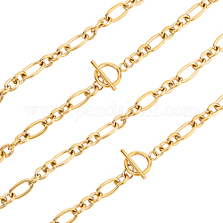 Dikosmetische 4pcs unisex Vakuumbeschichtung 304 Edelstahl-Figaroketten-Halsketten, golden, 20.47 Zoll (52 cm)