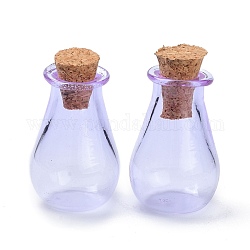 Glass Cork Bottles Ornament, Glass Empty Wishing Bottles, DIY Vials for Pendant Decorations, Lilac, 15.5x28mm