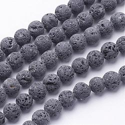 Fili di perle di roccia lavica naturale non cerati, tondo, 12mm, Foro: 1.5 mm, circa 32pcs/filo, 15.5 pollice