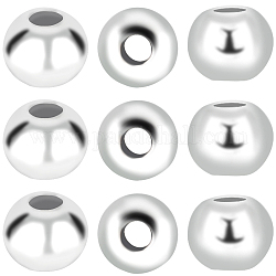 Beebeecraft 40шт 925 бусины из стерлингового серебра, круглые, серебряные, 2x2 мм, отверстие : 0.5 мм