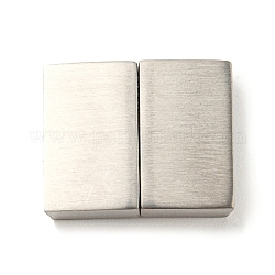 304 fermoirs magnétiques en acier inoxydable avec emembouts à coller, rectangle, couleur inoxydable, 21x16.5x4.5mm, Trou: 2.5x15mm