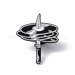 Emaille-Pin für Punk-Musikinstrumente, Elektrophorese-Brosche aus schwarzer Legierung für Rucksackkleidung, Werkzeugmuster, 30x25x2 mm, Stift: 1.2 mm