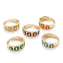 (продажа фабрики ювелирных изделий) латунные эмалевые манжеты, открытые кольца, широкая полоса кольца, долговечный, святой, золотые, разноцветные, размер США 5, внутренний диаметр: 16 мм
