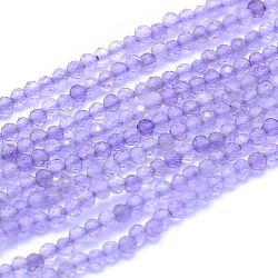 Natural Amethyst Beads Strands, Faceted, Round, 2mm, Hole: 0.6mm, about 212pcs/strand, 15.35 inch(39cm)