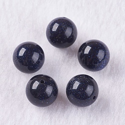 Synthetischen blau Aventurin Perlen, Hälfte gebohrt, Runde, 8 mm, Bohrung: 1.1 mm