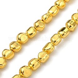 Synthetischen, nicht-magnetischen Hämatit-Perlen Stränge, echtes 24k vergoldet, langlebig plattiert, Oval, Vergoldete, 6~7x6~7x6~7 mm, Bohrung: 0.8~0.9 mm, ca. 64~65 Stk. / Strang, 16.14~16.54 Zoll (41~42 cm)