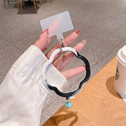 Lanière de téléphone en boucle de trèfle en silicone, lanière de poignet avec porte-clés en plastique et alliage, noir, trèfle : 10x10cm