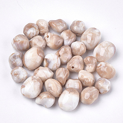 Perles acryliques, style de pierres fines imitation, pépites, tan, 10~18x9~13x7~11mm, Trou: 1.5mm