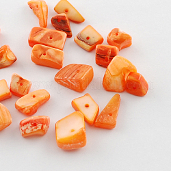 Natural Freshwater Shell Beads, Mixed, Dyed, Orange, 8~17x5~7x4~6mm, Hole: 1mm, about 640pcs/500g