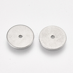 Intercalaire perles en 304 acier inoxydable, Plat rond / disque, couleur inoxydable, 10x1mm, Trou: 1mm