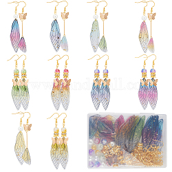 SUNNYCLUE DIY Wing Earring Making Kit, Including Resin Pendants, Glass Pearl Beads, Brass Pendants & Earring Hooks, Iron Bar Links Connectors, Mixed Color, 171Pcs/box