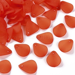 Colgantes transparentes de acrílico esmerilado, Petaline, rojo naranja, 17x14x2.5mm, agujero: 1.8 mm, aproximamente 2330 unidades / 500 g