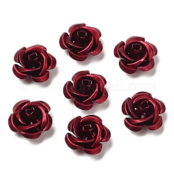 Алюминия бисера, окисление, роза, темно-красный, 15x15x9 мм, отверстие : 1.4 мм