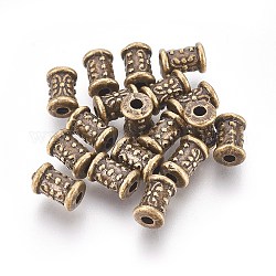 Abalorio de estilo tibetano, Perlas de aleación de zinc, sin plomo y níquel y cadmio, tubo, color de bronce antiguo, 7x5mm, agujero: 2 mm