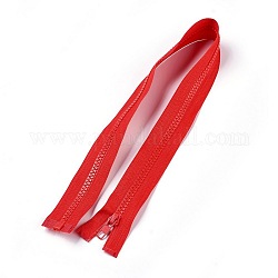 Accesorios de la ropa, cremallera de nylon y resina, con tirador de cremallera de aleación, componentes de cremallera, rojo, 57.5x3.3 cm