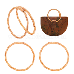 Asa de bolsa de mimbre pandahall elite 4pcs, anillo, accesorios de reemplazo de bolsa, arena marrón, 143x151x14mm