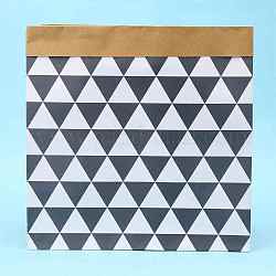 茶色のクラフト紙袋  ハンドル収納袋なし  ギフトバッグ  ショッピングバッグ  ホワイト＆バーリーウッド  幾何学的模様  32x16x32cm