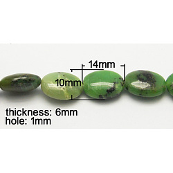 Natur Serpentin Perlen Stränge, Oval, grün, Größe: ca. 10 mm breit, 14 mm lang, 6 mm dick, Bohrung: 1 mm, ca. 30 Stk. / Strang, 16 Zoll