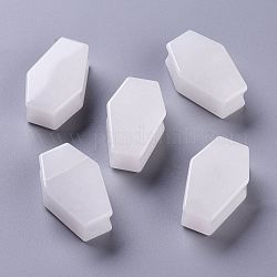 Natürliche weiße Jade Perlen, Sarg, kein Loch / ungekratzt, für Draht umwickelt Anhänger Herstellung, 33x21x12 mm