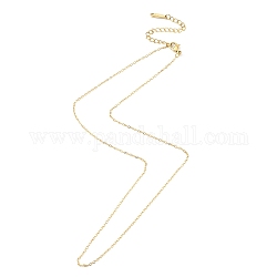 Ion Plating(IP) 304 Stainless Steel Cable Chain Necklace for Men Women, Real 14K Gold Plated, 15.87 inch(40.3cm)