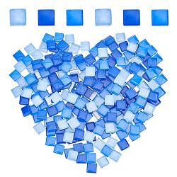 Cabujones de vidrio transparente gorgecraft, Azulejos de mosaico, Para decoración del hogar o manualidades de diy, cuadrado, azul, 10x10x4mm, 200 unidades / bolsa