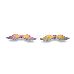 Rack Plating Alloy Bead, Wing, Rainbow Color, 7.5x36x4mm, Hole: 1.2mm