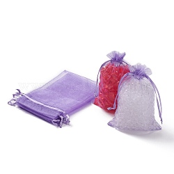 Bolsas de organza, con cintas, púrpura medio, 15x10 cm