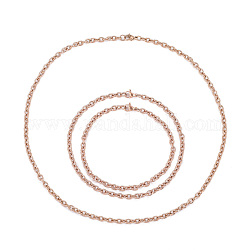 6 pièces 3 ensembles de fabrication de bijoux de chaîne de câble d'acier inoxydable de style 304, pour colliers de bricolage bracelets et bracelets de cheville, or rose, 17.71