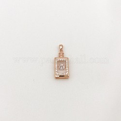 925 кулон из стерлингового серебра с микропаве из кубического циркония, прямоугольный флакон духов, прозрачные, розовое золото 
