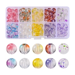 150 pièces 10 couleurs perles de verre, ronde, couleur mixte, 8mm, Trou: 1.4mm, 15 pcs / couleur