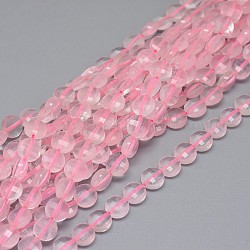 Природного розового кварца нитей бисера, граненые, плоско-круглые, 5.5~6.5x3.5 мм, отверстие : 0.8 мм, около 62 шт / нитка, 14.96~15.03 дюйм (38~38.2 см)