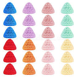 24 Stück 8 Farben handgefertigte Hutdekoration aus Wolle, DIY Schmuck Ohrring Haarschmuck Puppe Bastelbedarf, Mischfarbe, 33x51x9 mm, 3 Stk. je Farbe