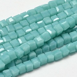 Граненые кубические стеклянные бусины, голубой, 2.5x2.5x2.5 мм, отверстие : 0.5 мм, около 185 шт / нитка, 15.7 дюйм