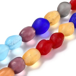 Handgemachte Murano Glas Perlen Stränge, gefrostete Nuggets, Farbig, 10x7.5~8x8 mm, Bohrung: 1.2 mm, ca. 40 Stk. / Strang, 15.35 Zoll (39 cm)