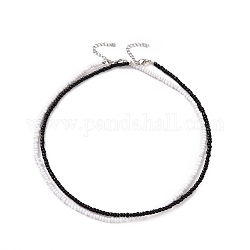 2 pièces 2 couleurs ensemble de colliers de perles de verre noir et blanc, bijoux tour de cou pour femmes et filles, couleur mixte, 15.94 pouce (40.5 cm), 1 pc / couleur