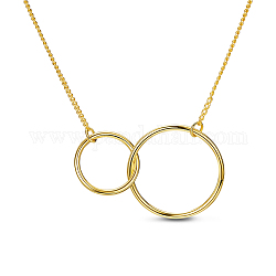 Collar de plata de ley shegrace trendy 925, con el acoplado de anillos entrelazados, dorado, 17.7 pulgada