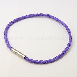 Fashion PU Leather Bracelets Making, with Brass Clasps, Blue Violet, 200x3mm