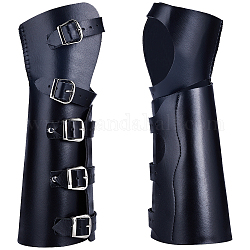 Bracciale regolabile in similpelle, braccialetto di sfida con fibbia, protezione del polso del polsino per gli uomini, nero, 13-1/4 pollice (33.5 cm)
