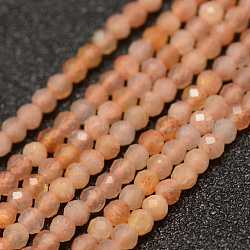 Chapelets de perles de sunstone naturelle naturelles, facette, ronde, 2mm, Trou: 0.5mm, Environ 178 pcs/chapelet, 15.3 pouce (39 cm)