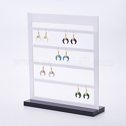 Acryl organische Glas Ohrringe Displays, mehrstufiger Ohrring-Displayständer, zum Aufhängen von Ohrringen, Rechteck, weiß, 25x7.5x30.2 cm