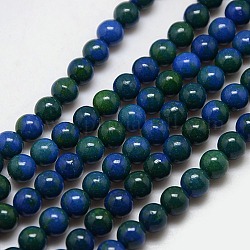 Synthetischen fossilen Perlen Stränge, gefärbt und erhitzt, Runde, marineblau, 4 mm, Bohrung: 1 mm, ca. 90 Stk. / Strang, 15.7 Zoll