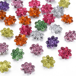 Пластиковые кнопки 1-отверстие, с покрытием на задной стороне, цветок, разноцветные, 12.5x12x6.5 мм, отверстие : 1.5 мм