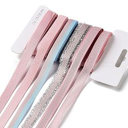 18 ヤード 6 スタイルのポリエステル リボン  DIY手作りクラフト用  髪のちょう結びとギフトの装飾  ピンクのカラーパレット  ラベンダー  3/8~1/2インチ（9~12mm）  約3ヤード/スタイル